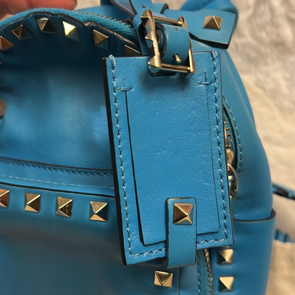 Valentino Garavani Aqua blue leather studded mini backpack - Picture 10 of 17